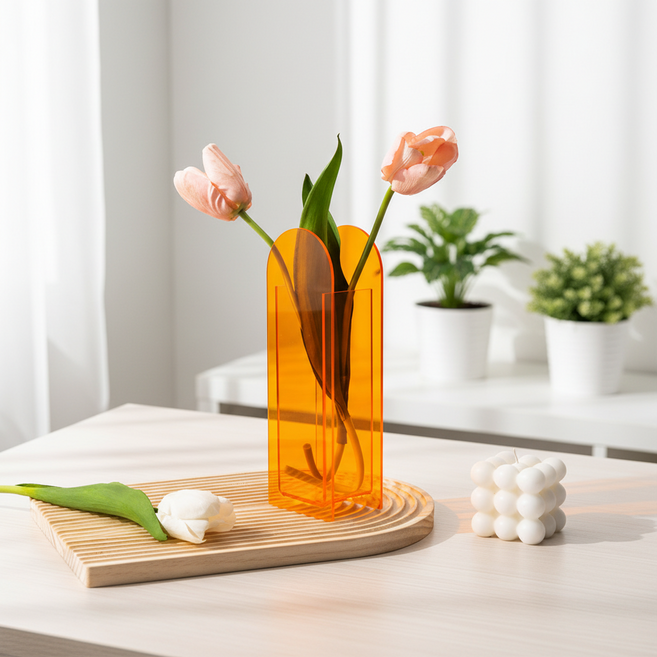 조인메이드 아크릴 꽃병 센터피스 화병, 풀 오렌지