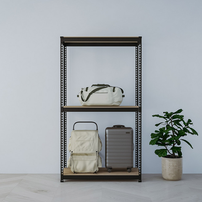 스피드랙 무볼트 조립식 철제 앵글 선반, 블랙, 3단