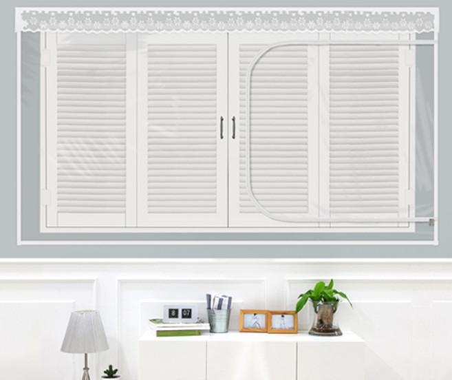 다샵 창문형 지퍼식 EVA 방풍 바람막이 투명 150 x 150 cm + 찍찍이테이프 6p, 1세트