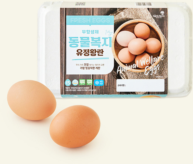 한스팜 동물복지 인증 왕란 1.02kg, 1개, 15구