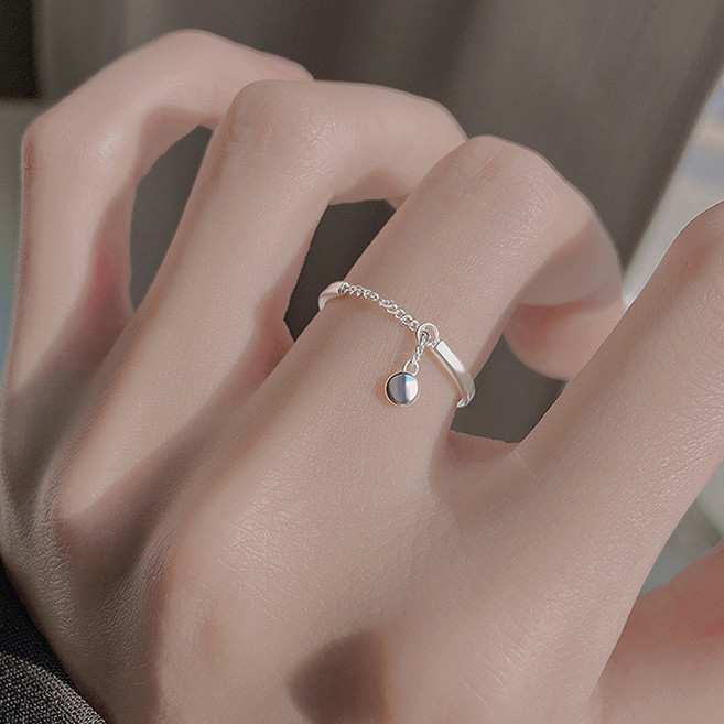 젤루나 미니 코인 드롭 체인 슬림 일자 오픈 반지 B-109