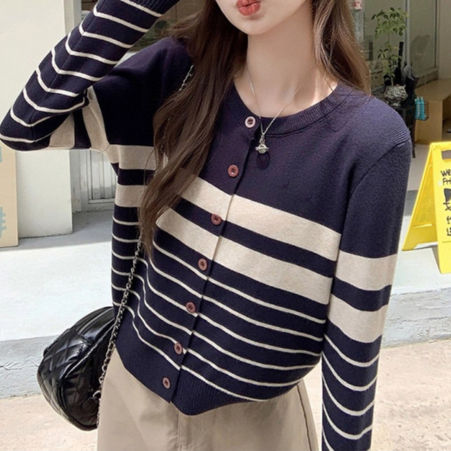 MarketA 女款撞色條紋針織外套 M263-0016