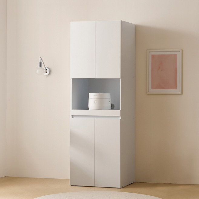 파로마 1850 LPM 키큰 광파오븐 주방 수납장 렌지대 방문설치, 화이트