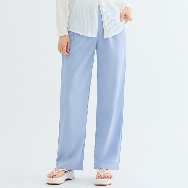 엘쏘 투핀턱 스트레이트 컬러 롱 슬랙스 와이드 팬츠