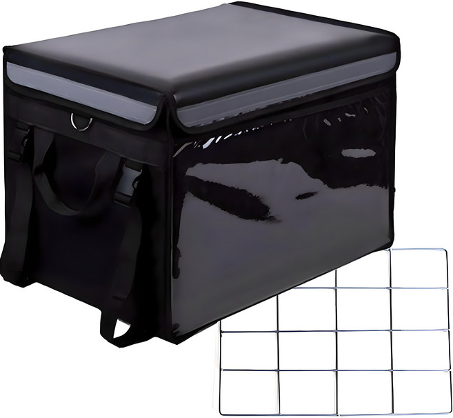 Egowell 保溫保冷外送包 + 機車安裝用鐵網套組 32L, 黑色