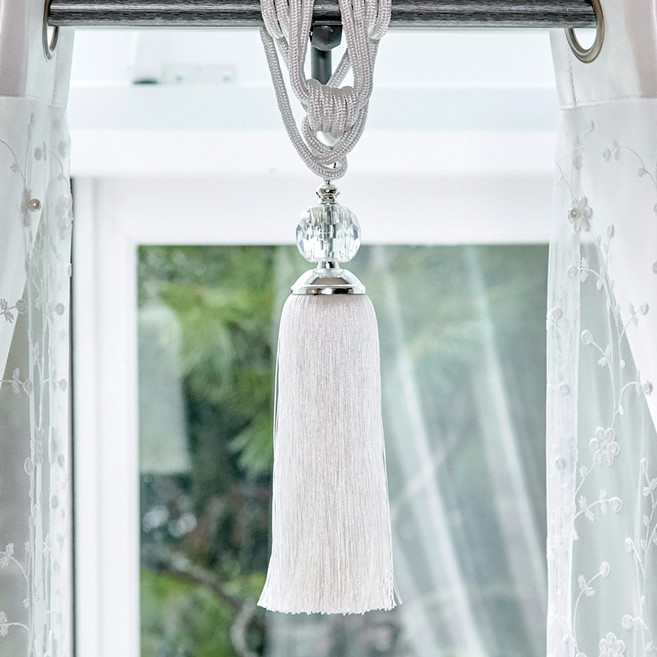지나송 커튼 타이백 크리스탈 30cm, 화이트, 1개