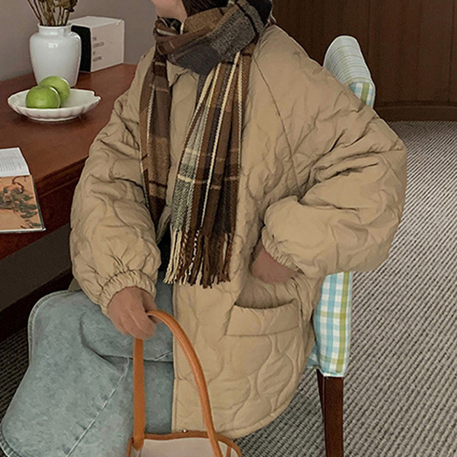 페이릿 여성용 웰론 누빔 카라 오버핏 패딩