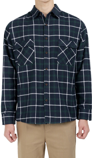 다꾸앙 남성용 긴팔오버 모건체크 기모셔츠 C09D14_sp2292