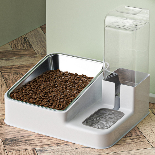 파스텔펫 반려동물 스텐식기 반자동 급수식기, 화이트, 1개