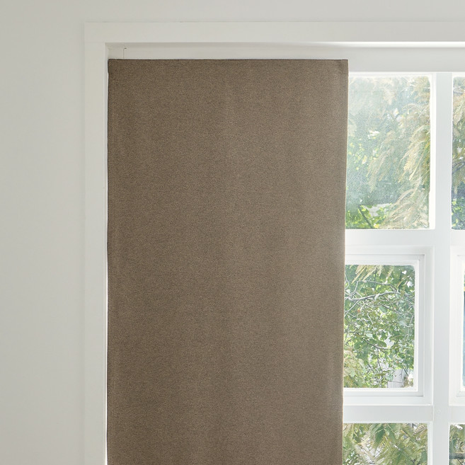 쁘리엘르 그로브 무타공 붙이는 벨크로 봉집 겸용 암막 커튼 + 자석타이백 세트