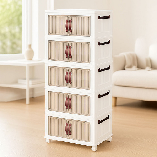 GAGU FEELING 可移動式摺疊5層Wiz收納櫃 480, 米色