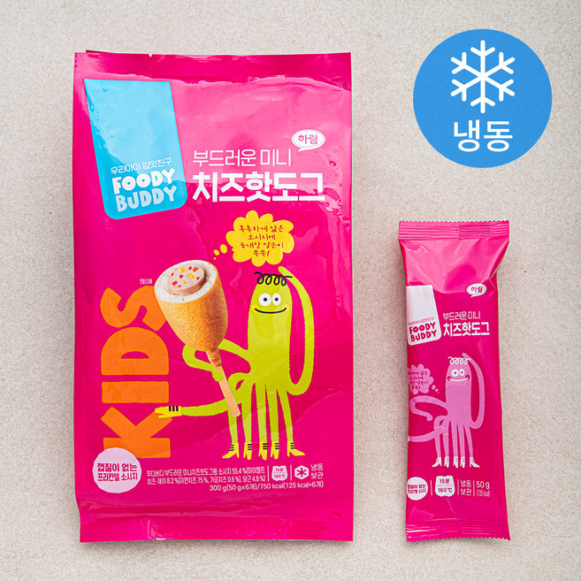 푸디버디 부드러운 미니 치즈 핫도그 (냉동), 50g, 6개입, 1개