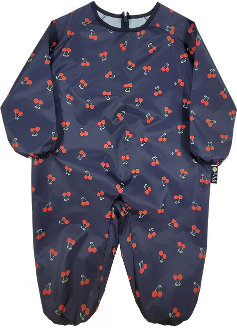 플리에 아동용 지퍼형 전신 방수 가운, 곤색체리