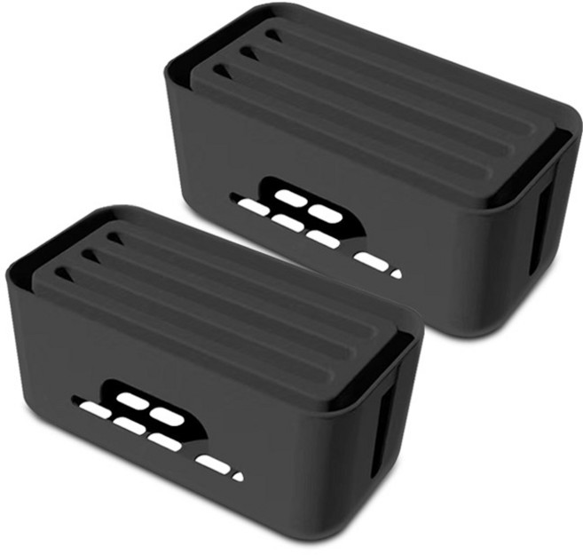 마켓플랜 모던 멀티탭 정리함, 2개, 블랙