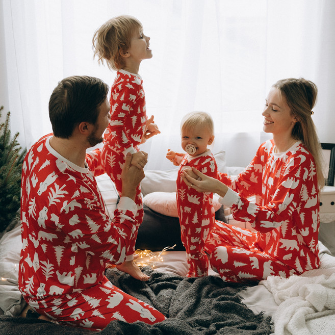 VAENAIT BABY 男士北極熊聖誕家庭長袖上下套裝