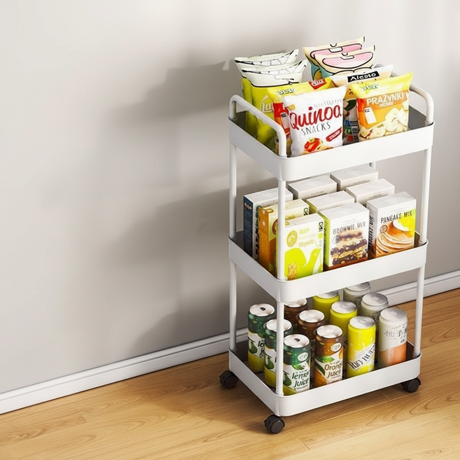 로이라이프 다층 이동형 트롤리 32 x 21 x 68 cm, 흰색, 3단