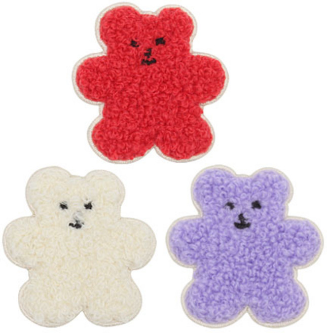 DIY 와펜 보슬이 젤리곰, 레드 + 화이트 + 퍼플, 1세트