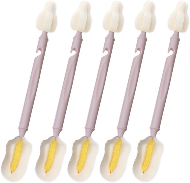 하이비 젖병 젖꼭지 세척솔 몽글이 듀얼 버블프로솔, 5개, 인디핑크