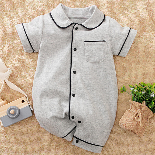 조이멀티 반팔 파자마 스타일 신생아 통기성 우주복