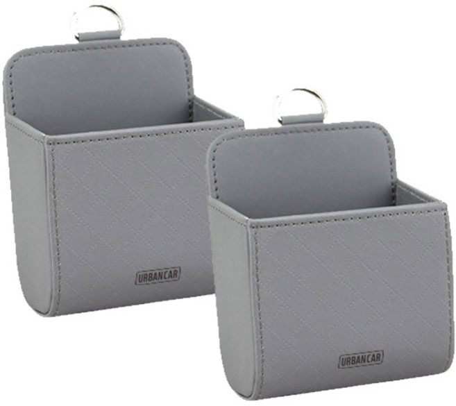 어반카 차량용 송풍구형 레더 수납 포켓, 2개, 그레이