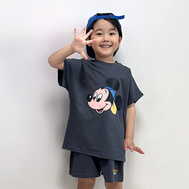 리틀래빗 아동용 통기성 D 제로 숄더 디즈니 반팔 상하의 세트