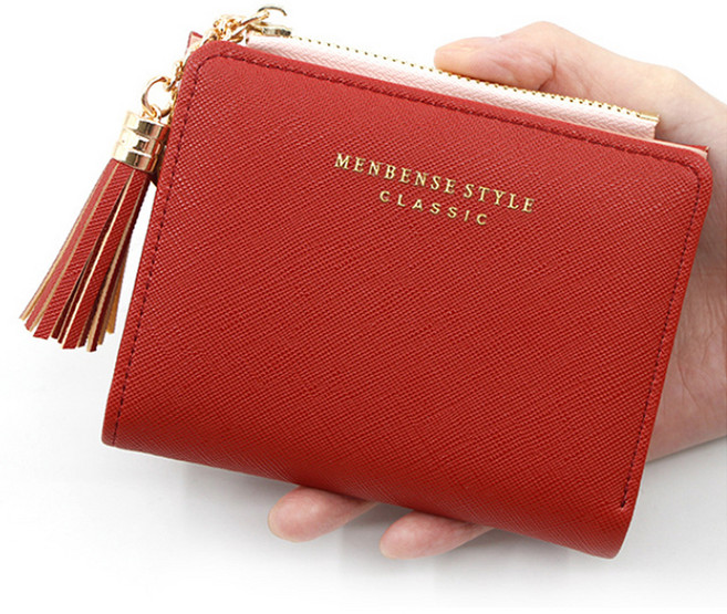 엘쏘 여성용 태슬 키링 컬러 라인 데일리 반지갑