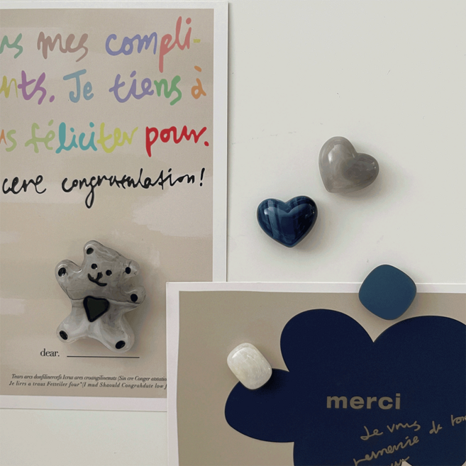 데미무드 냉장고 자석 5종 세트, 하이블루그레이