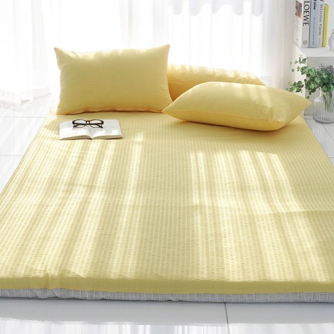 스코홈 국내 제조 여름 냉감 시어서커 홑겹 요커버, 심쿵옐로우