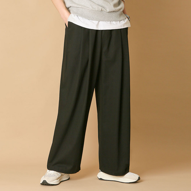 블루포스 남성용 패먼스 와이드 밴딩 10부 면바지