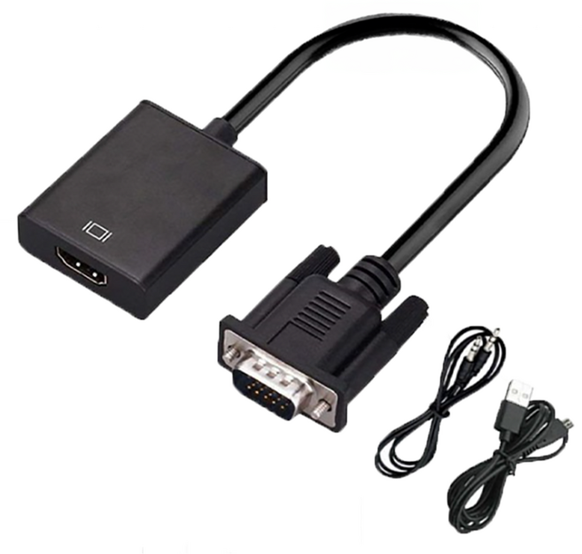 HENSEN VGA RGB 轉 HDMI 影音轉換器, 1個, 黑色, 200mm