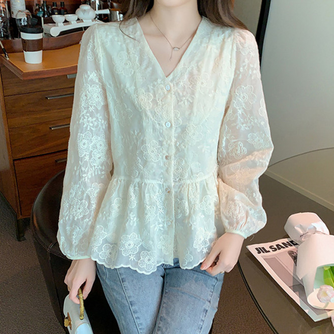 LUNA GIRL Elbeoni 刺繡罩衫 L24SPBL122808