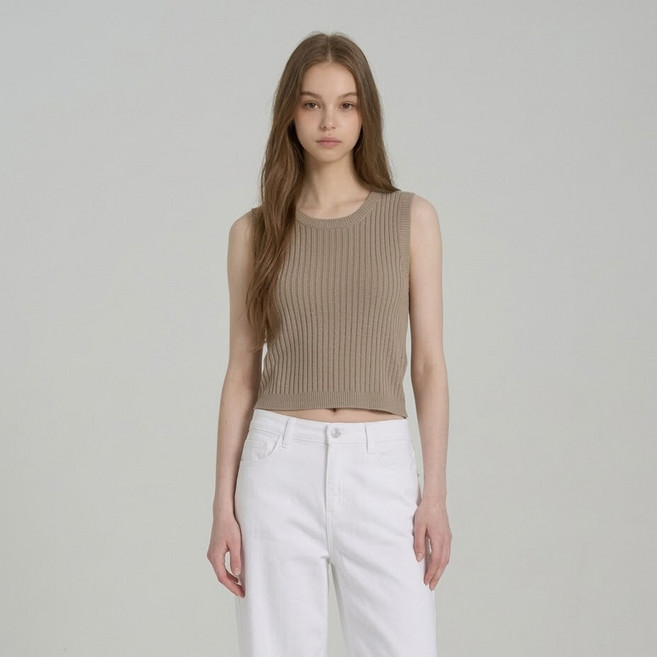 에이비에프지 여성용 골지 라운드 민소매 니트 AFZ5HW37