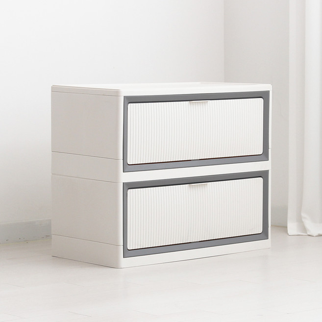 올리빙 모듈 오픈 리빙박스 수납함 650 1단, 화이트그레이, 650 x 350 x 280 mm, 2개