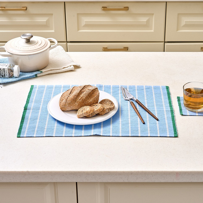 모던하우스 마이키친 골지 테이블매트, 블루, 1개, 33 x 50 cm