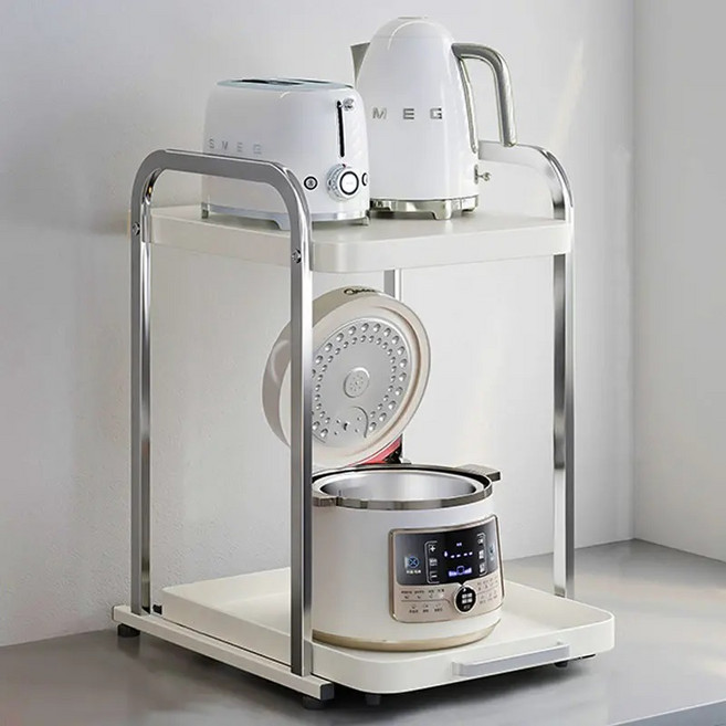 리빙엠 2단 슬라이딩 선반 LSH-09, 화이트, 1개