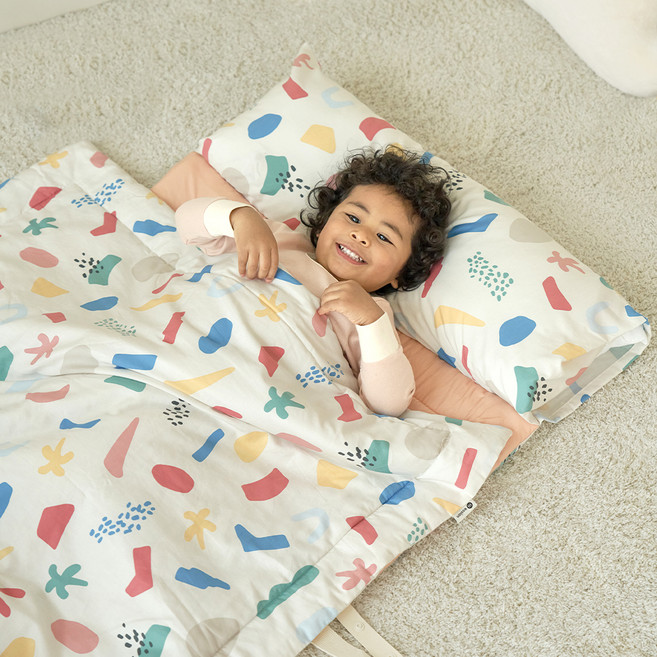 에시앙 아동용 플레이 리버시블 낮잠이불 세트, 베이비코랄