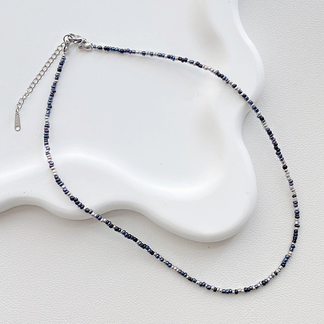 젤루나 여성용 써지컬 미니 컬러 비즈 구슬 레이어드 슬림 목걸이 M-77