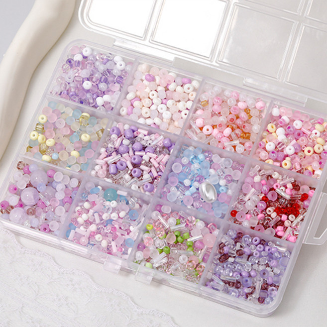 윰스 12색 플로랄 믹스 DIY 비즈 공예 세트, 라벤더, 1세트