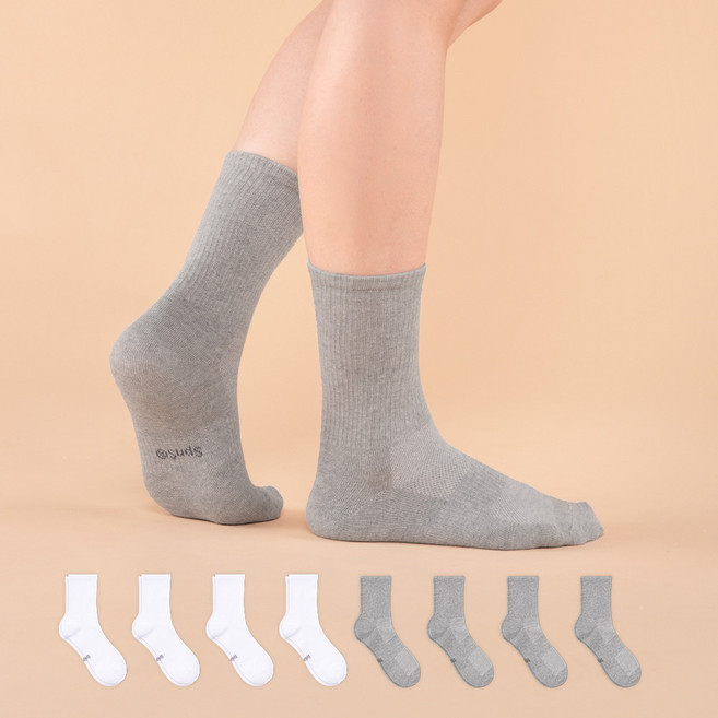 삭피엔스 여성용 데오프리 쿨 메쉬 서포트 밴드 장목 양말 8켤레 세트