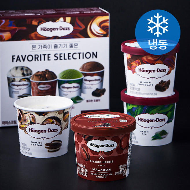 하겐다즈 미니컵 페이보릿 셀렉션 아이스크림 4종 세트 (냉동), 100ml, 4개입, 1세트