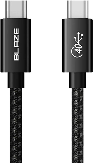 블레이즈 USB4 40Gbps GEN3 100W 8K 동축 Coaxial 썬더볼트3 4 패브릭 케이블, 50cm, 블랙, 1개