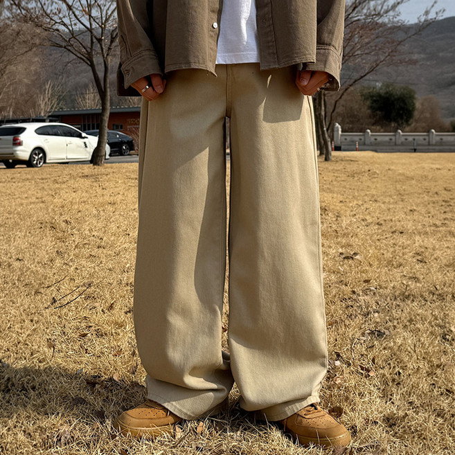 머시따 남성용 롱/숏 기장 클린 와이드 코튼 팬츠