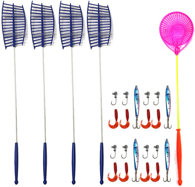 썬파인 4인 가족 송어산천어 낚시대 세트, 혼합색상