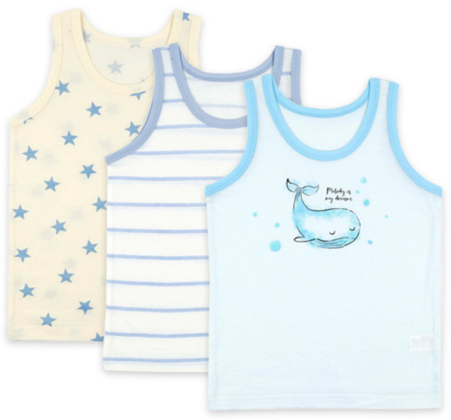 메이키즈 남아용 멜로디웨일 런닝 3종 세트