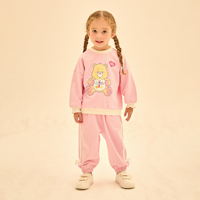 케어베어 아동용 카밍하트베어 리본 오버핏 상의 + 하의 세트