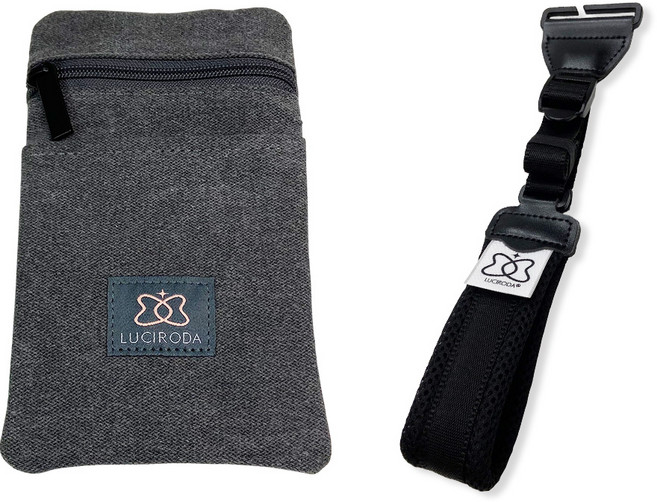 루시로다 사이드 힙시트 전용 스마트폰 파우치 + 스트랩, 차콜(파우치), 블랙(스트랩)