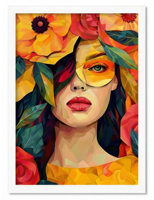 비즈포유 북유럽 Floral Portrait 알루미늄 아크릴 액자 P3, 화이트