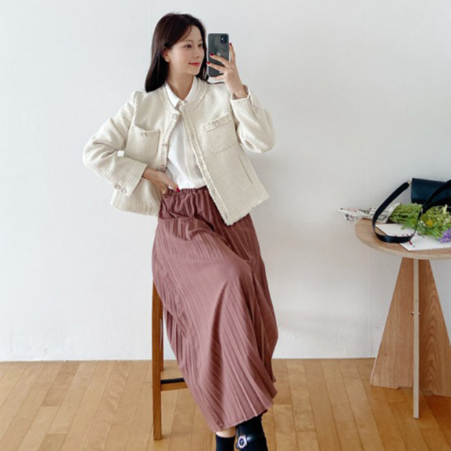 로미스토리 전체 밴딩 플리츠 스커트