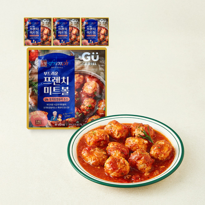오뗄 규그릴 부드러운 프렌치 미트볼 in 토마토양송이 소스, 140g, 4개