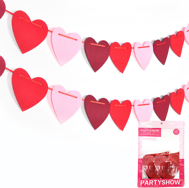 Partyshow 不織布愛心掛旗 (小型), 愛心 多色, 2個